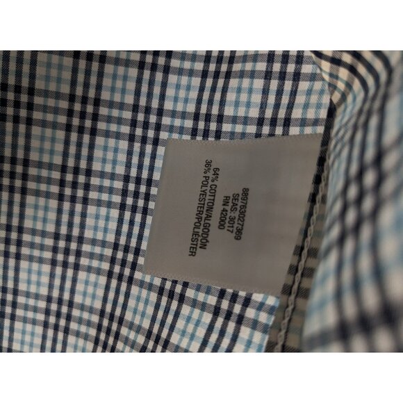 Northwest Territory Button Shirt Men Large Blue Plaid Short Sleeve Pocket - Picture 6 of 7